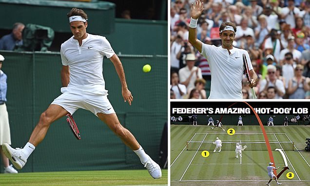 Federer Beraksi dengan Pukulan `Hot Dog` di Wimbledon, Ini Fotonya